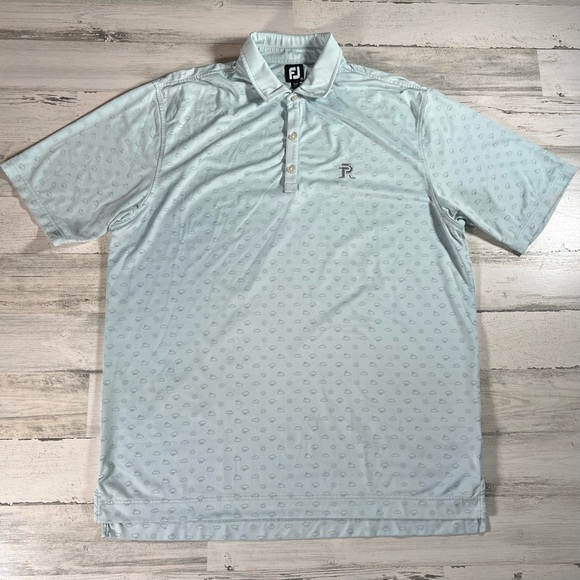 FootJoy Men’s Performance Golf SS Polo Shirt Sun Cloud Rain Print Blue Size XL - Picture 1 of 8
